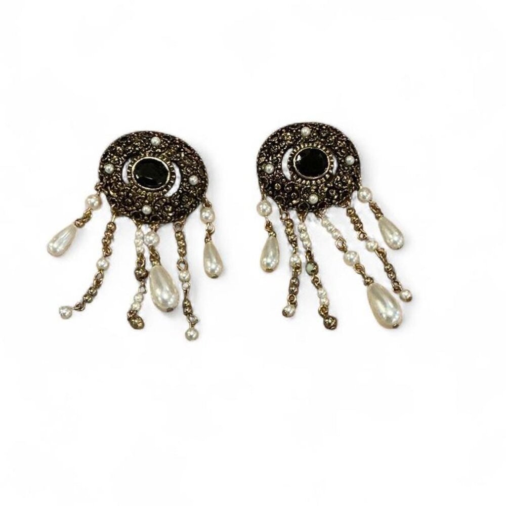 Vintage Pearl‎ Dark Romance Chandelier Earrings Gothic Romantic Statement